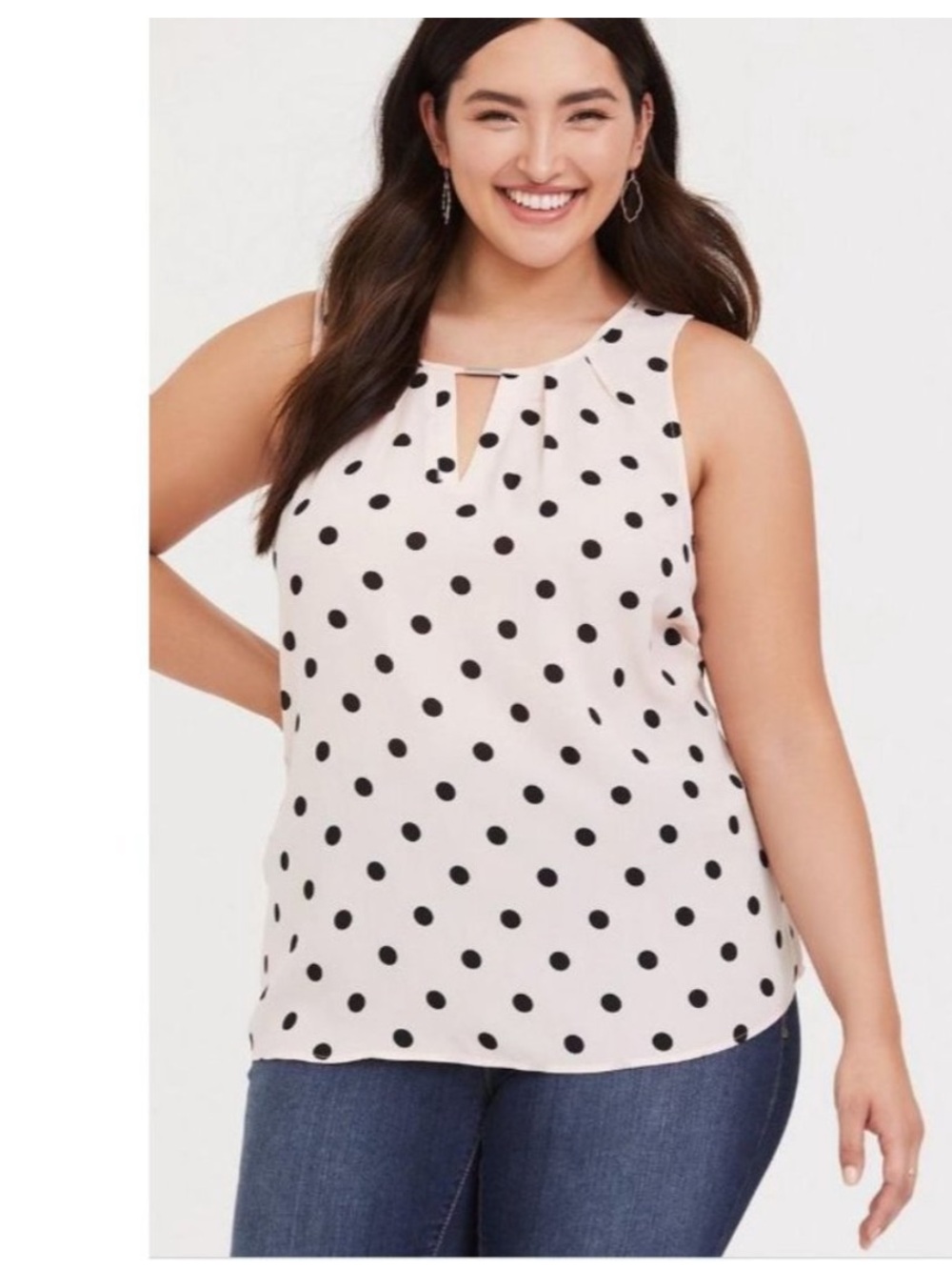 Torrid Blush Pink with Black Polka Dots Blouse